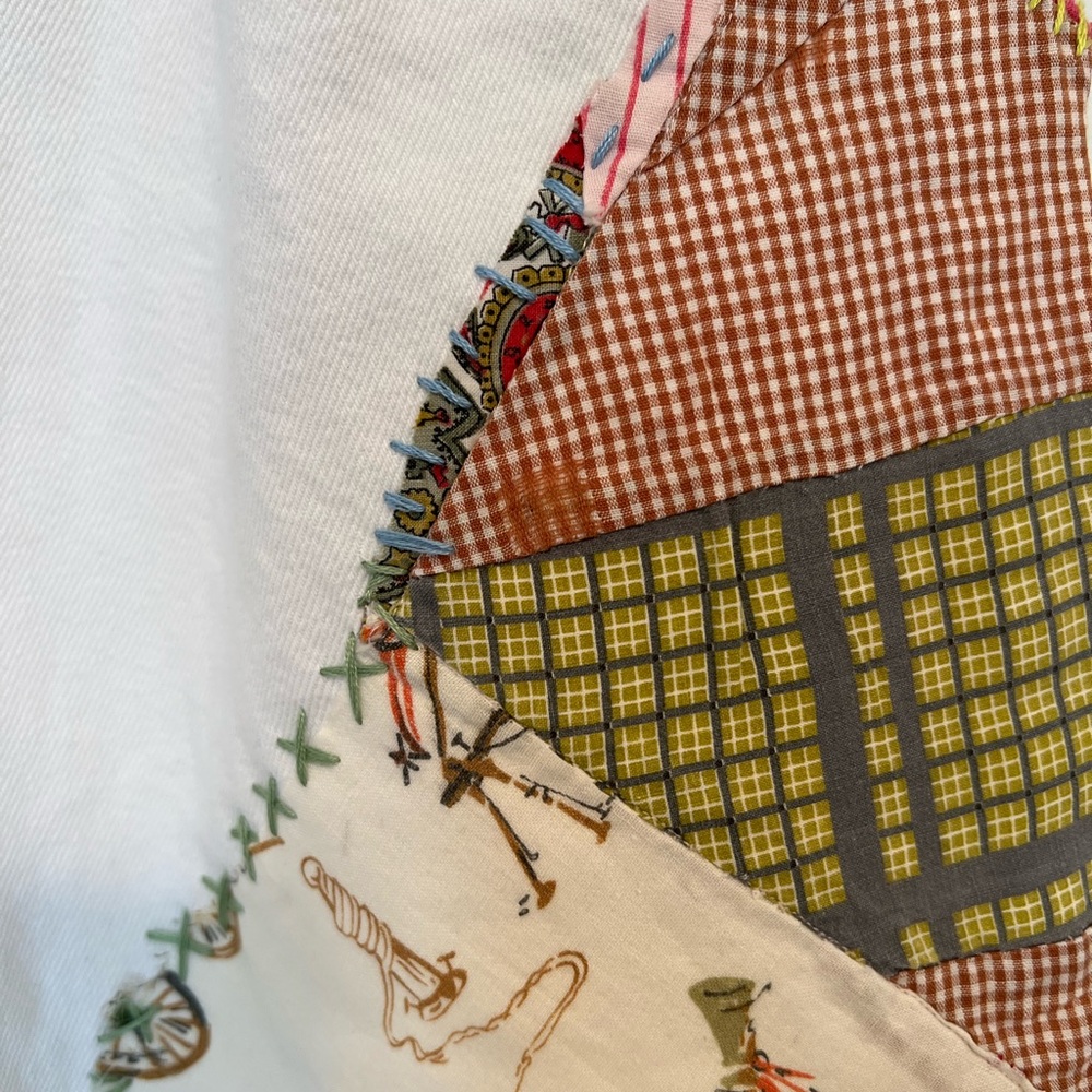 Repurposed : Quilted : Sustainable: Patchwork: White Denim : Size 10 : Unique - Picture 9 of 9